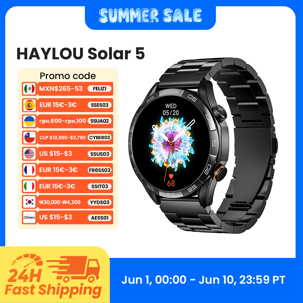 Smartwatch Watches For Men Digital - HAYLOU Solar 5 Voice Calling Smartwatch