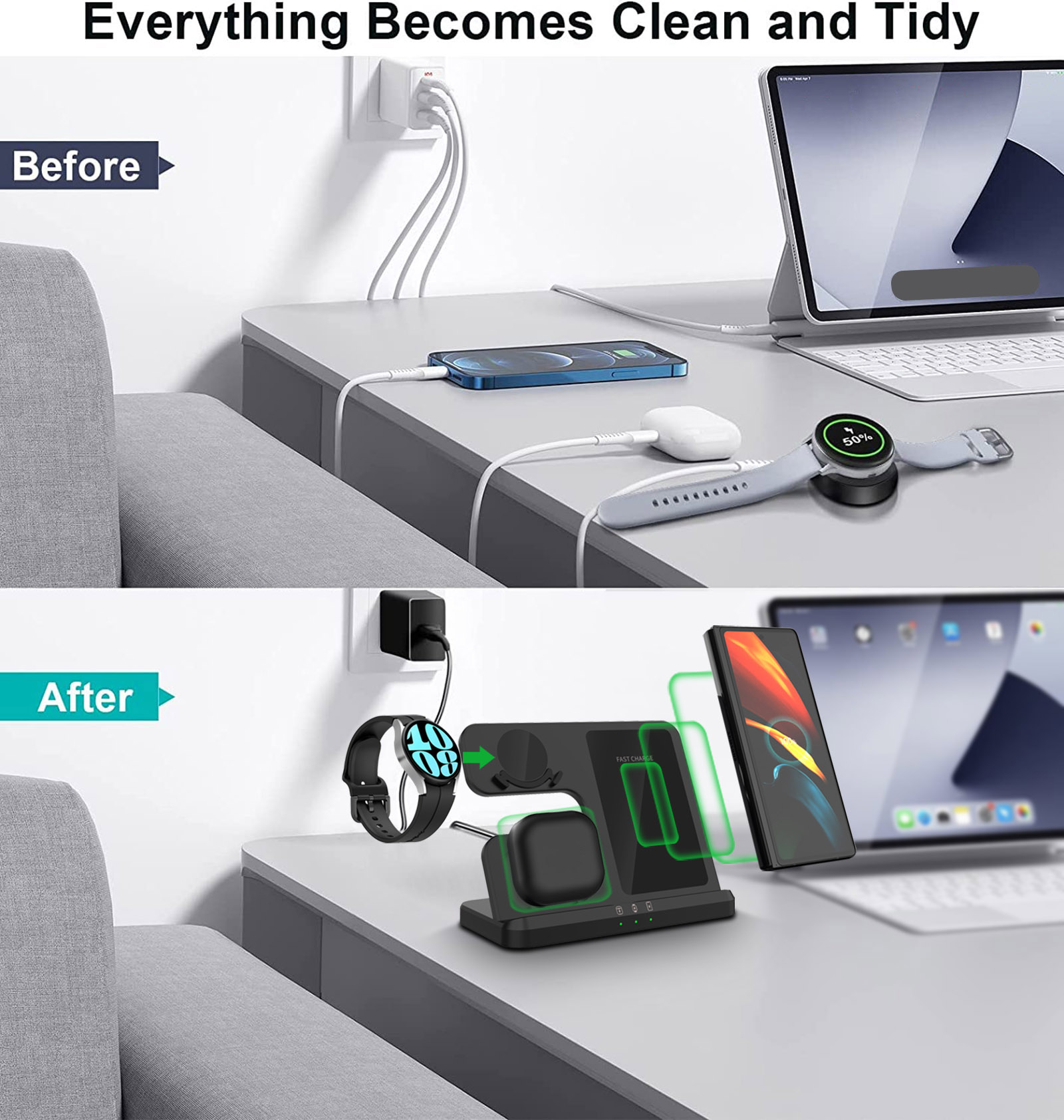 Wireless Charger 3 In 1 Stand  - Watches Smartwatch Samsung avis et prix