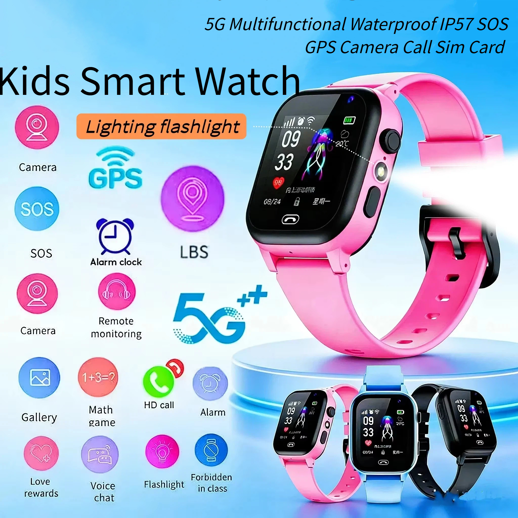 Lenovo Kids Smart Watch 5G GPS - Smartwatch Watches For Kid Boy With Alarm avis et prix