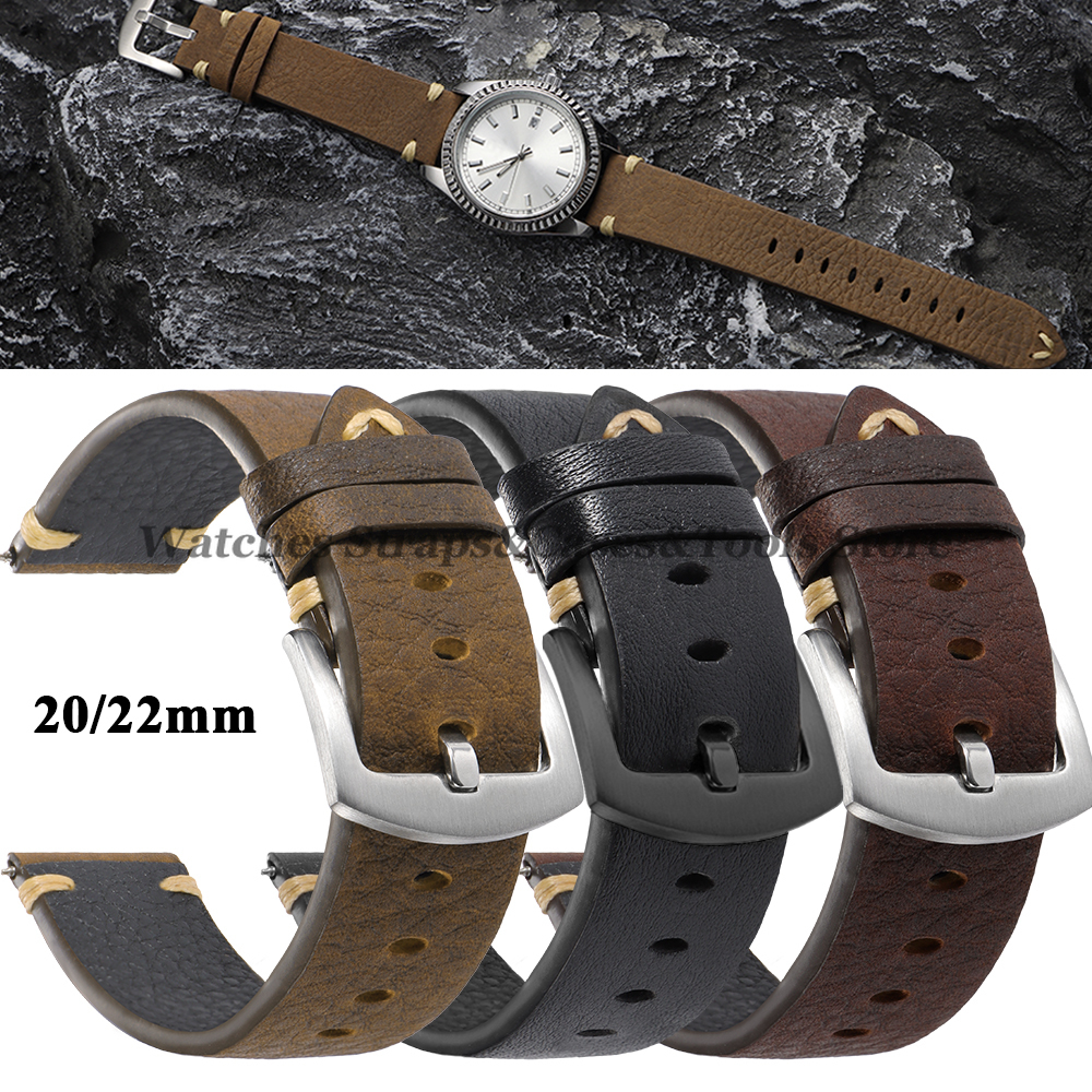 Genuine Cowhide Watch Strap 20 - Smartwatch Vintage Watches For Women avis et prix