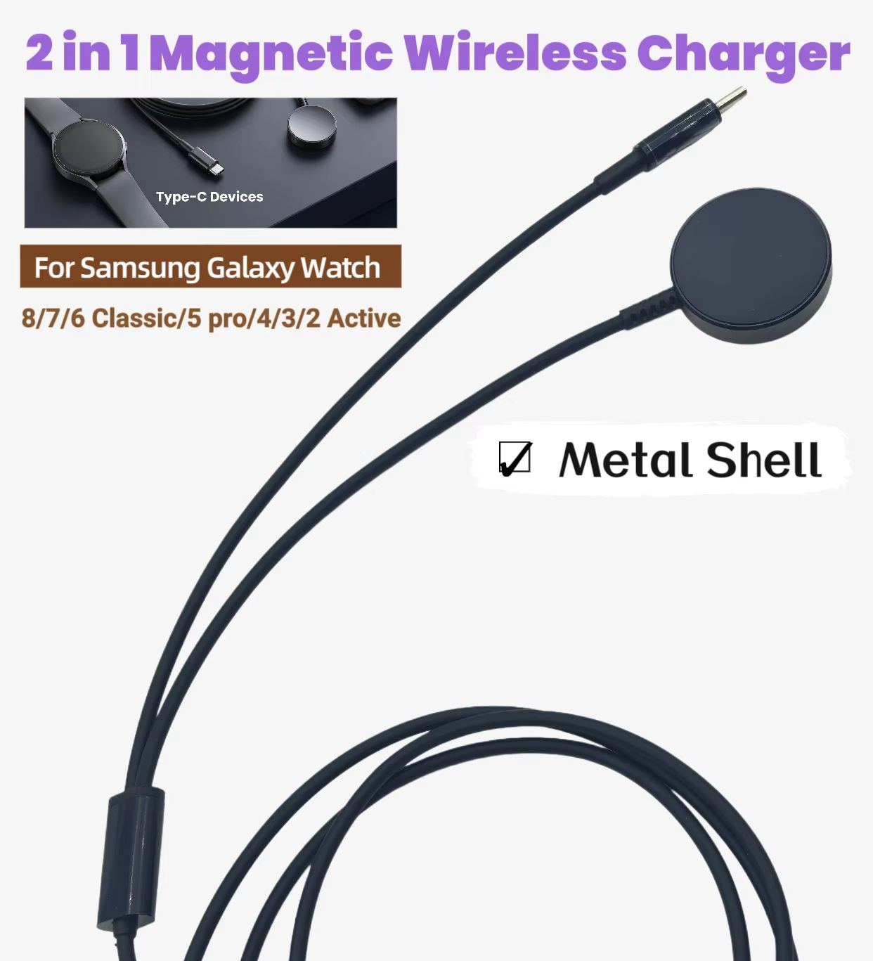 Type-C 2-in-1 Magnetic Wireles - Watches Smartwatch Samsung avis et prix
