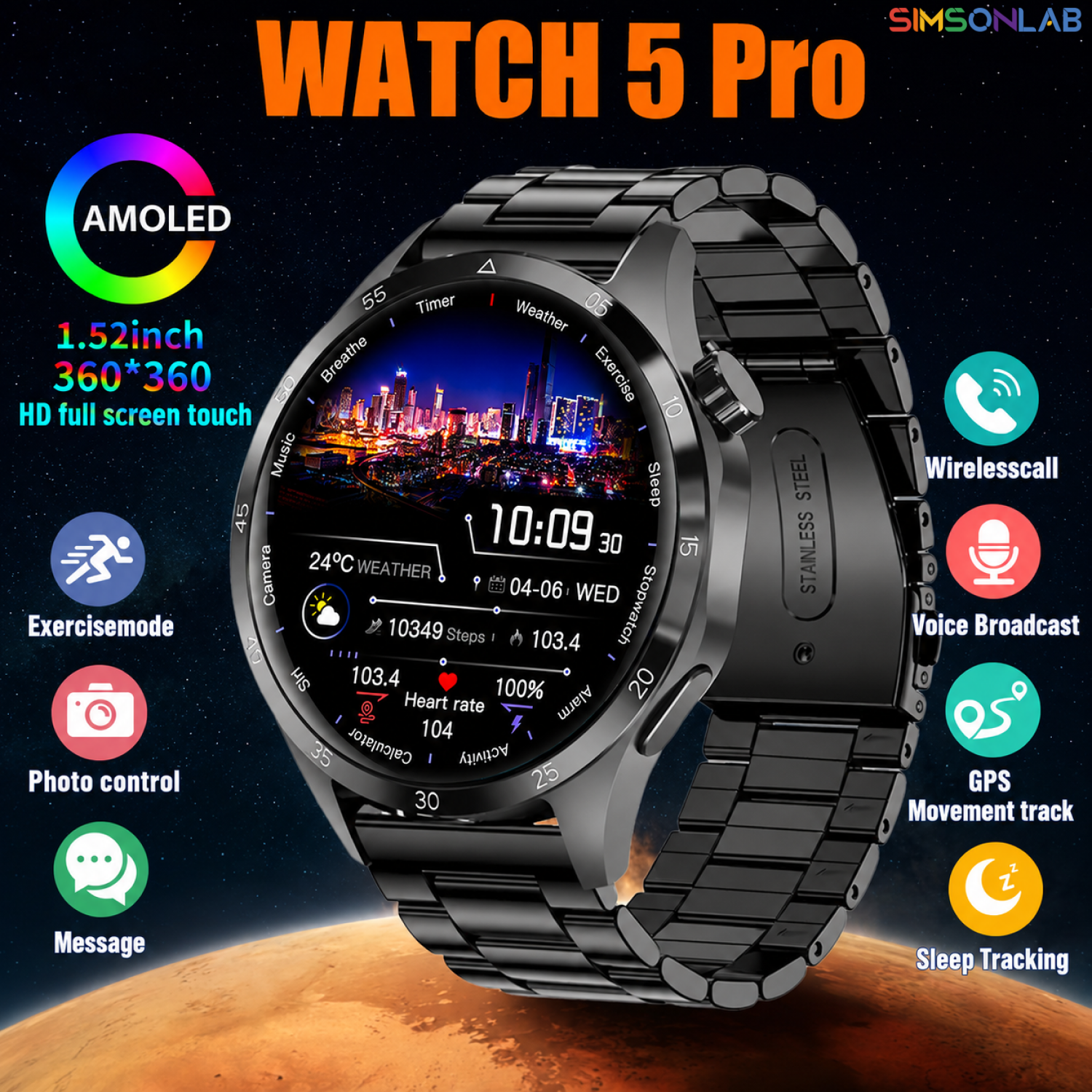 2026 Watch 5 Pro GPS Track Com - Smartwatch Health Watches For Men avis et prix