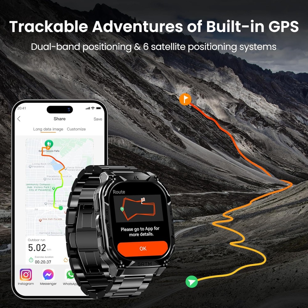 GPS Smart Watch for Men, 1.96