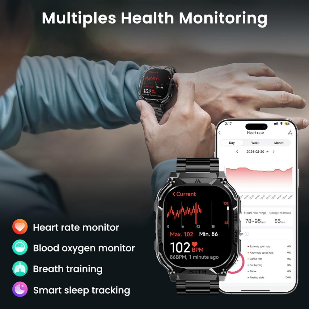 GPS Smart Watch for Men, 1.96