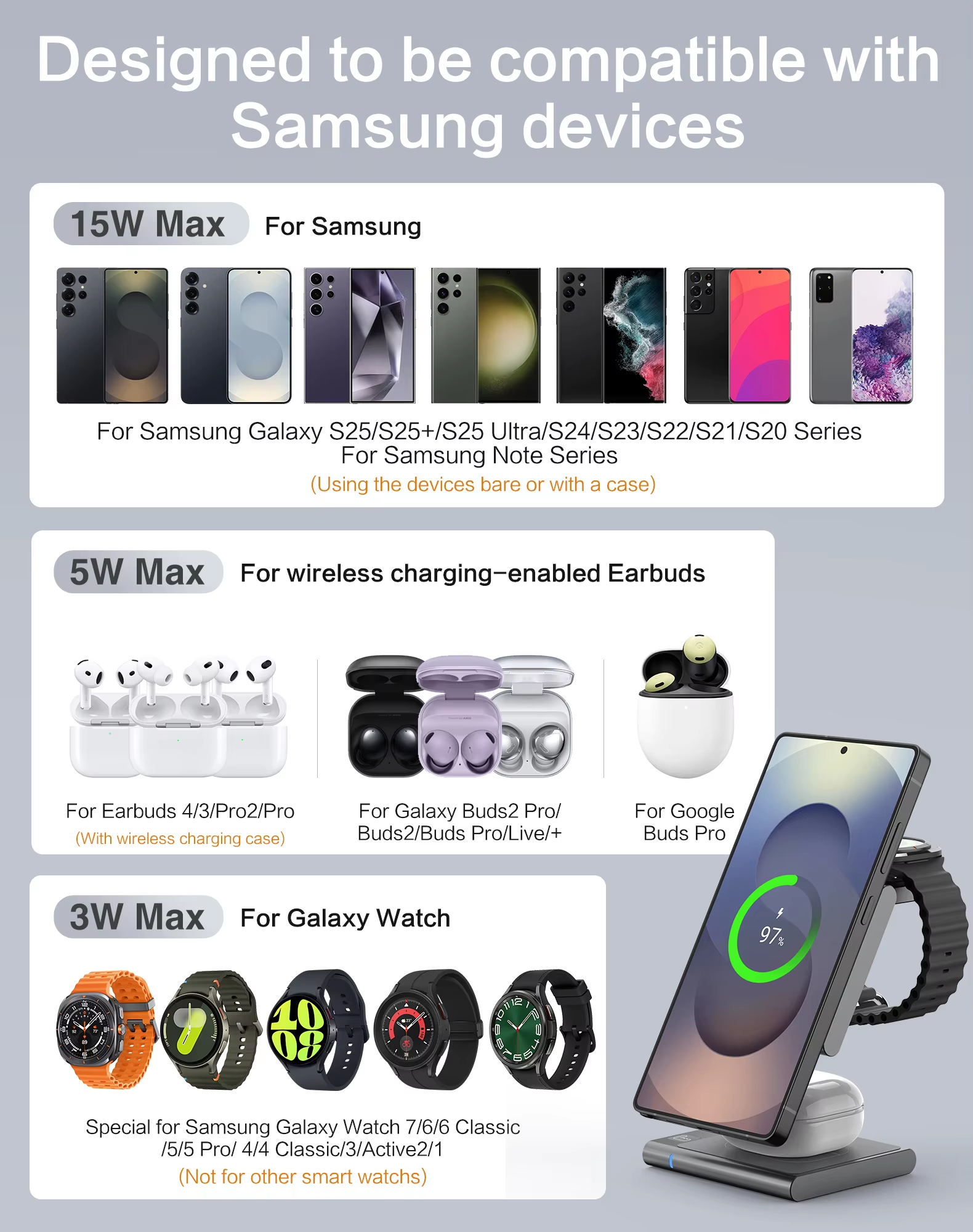 4in1 Wireless Charging Station - Watches Smartwatch Samsung avis et prix