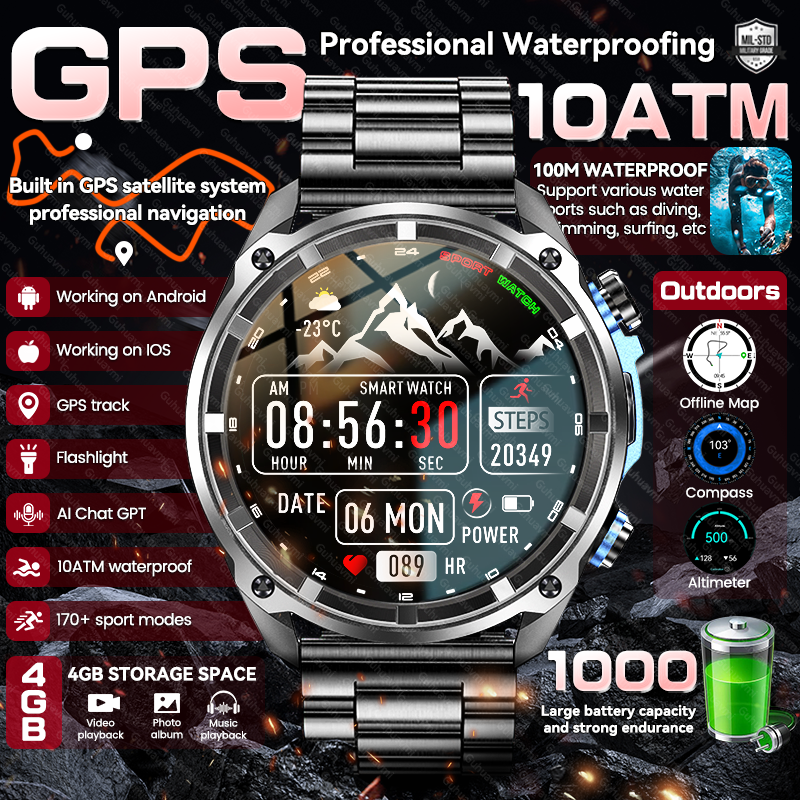 New Military Men  Accuracy GPS - Smartwatch Watches Brands For Men avis et prix