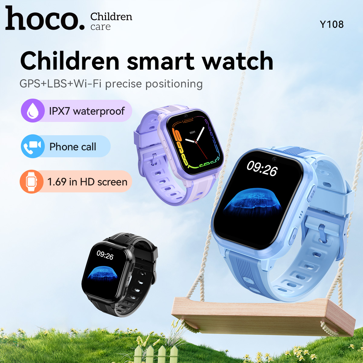 HOCO Y108 1.69inch HD LCD Curv - Smartwatch Watches For Kid Boy With Alarm avis et prix