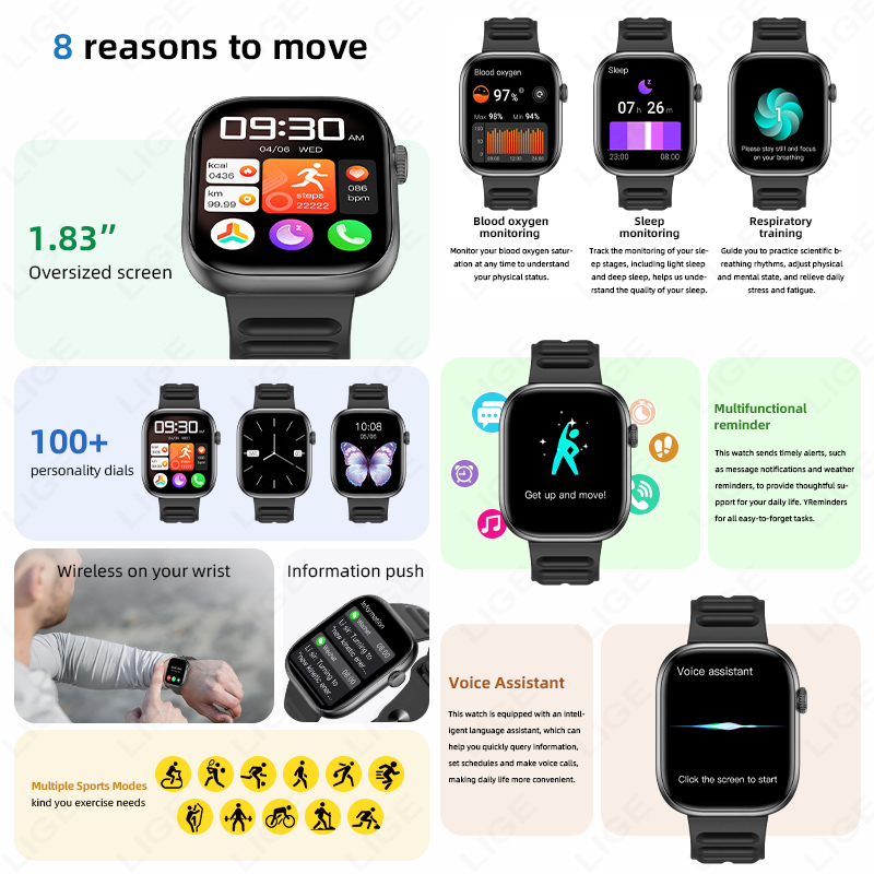LIGE Smart Watch Man 1.83” HD  - Smartwatch Nothing Watches avis et prix