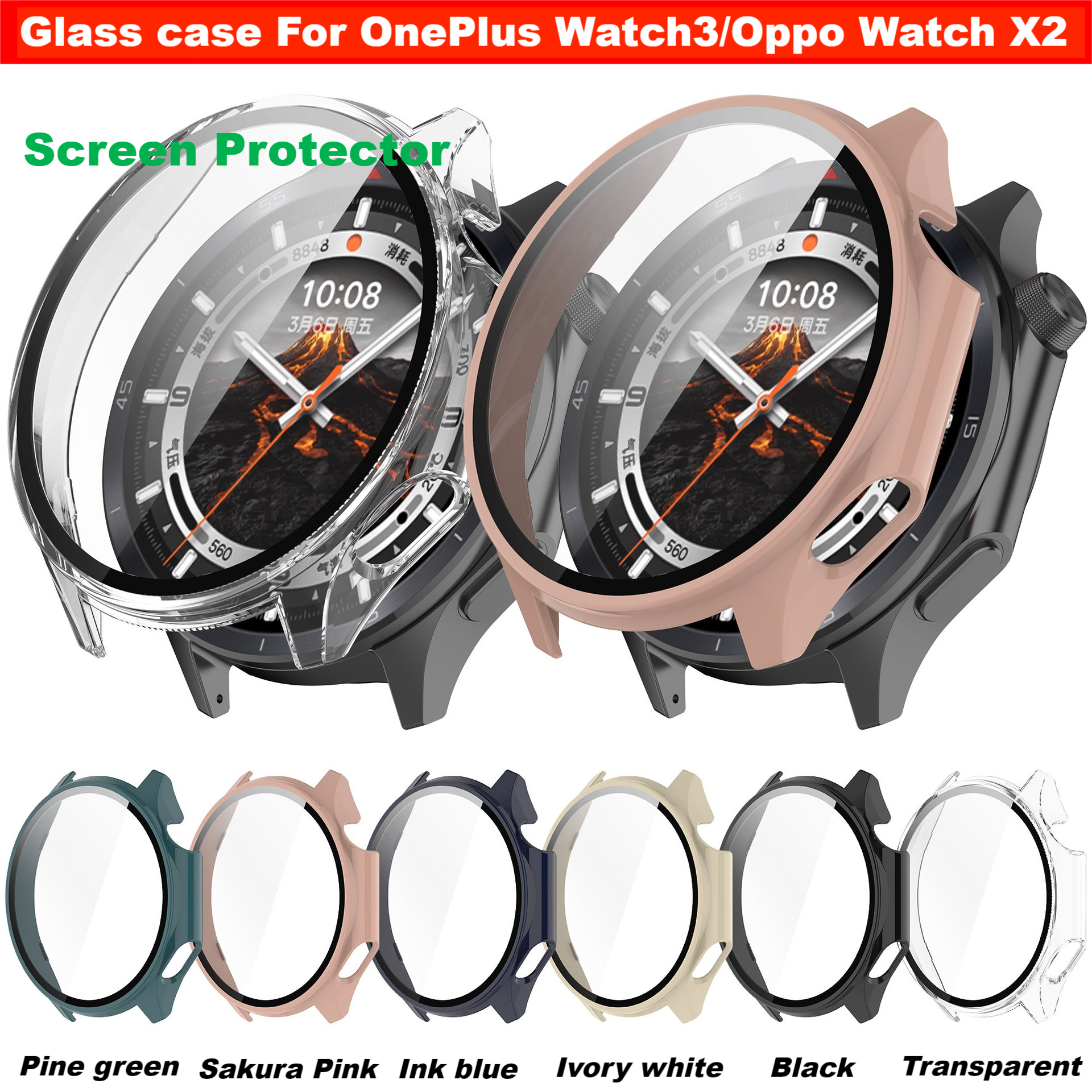 Tempered Glass Case For OnePlu - Smartwatch Oppo Watch avis et prix
