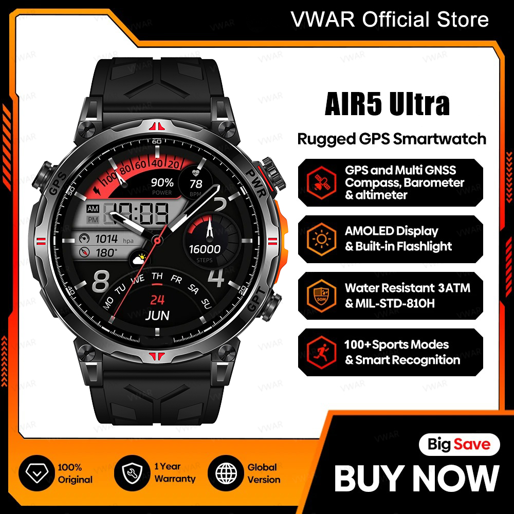 VWAR Air5 Ultra GPS Smartwatch - Watch Vs Amazfit avis et prix